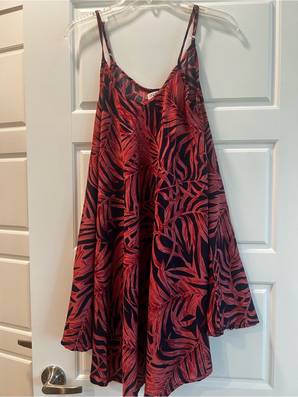 Ingear Black Mini Dress with Red Leaf Print